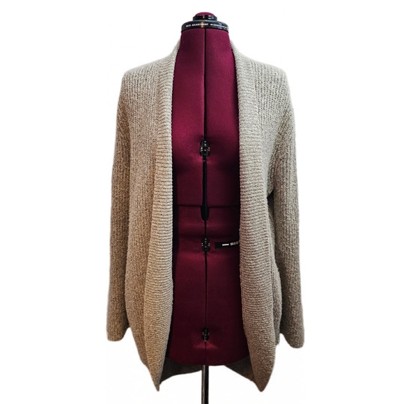 Hinge Seattle Sweaters - Hinge Sweater Womens Gray Cardigan Open Front Balloon Sleeve Long Seattle